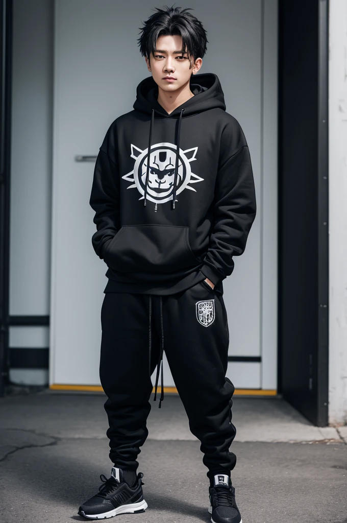 Black lion with black hoodie full body
