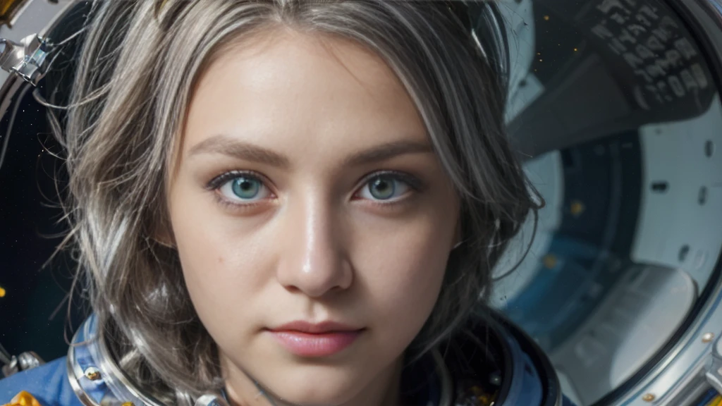 (A better quality masterpiece in close-up:1.5)0.9], (space and astronaut:1.2) (messy silver hair:1.1) (yellow eyes with heterochromia and blue eyes:1.2) (space helmet:1.0) (colored stars in the eyes:1.0) (radiant light:1.1) (big lips:0.9)
