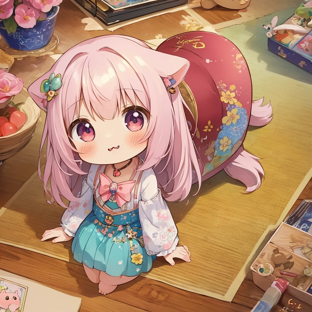 (masterpiece)), ((best quality)), (ultra-detailed), ((kawaii)), cute, (lovely), illustration, anime style, (chibi:1.2), Mysterious small animal I have never seen before, (Small creatures)