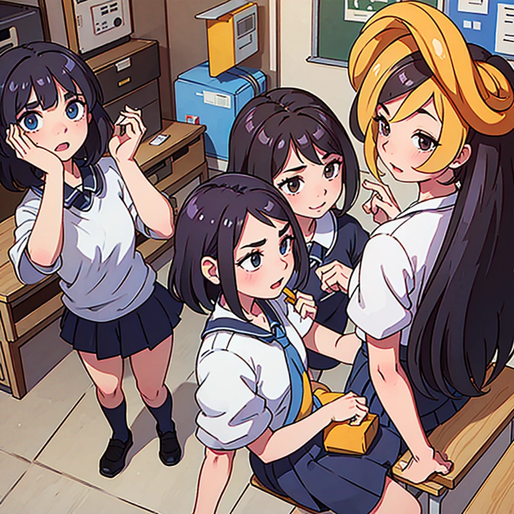 Primary school students making a prank on their teacher 