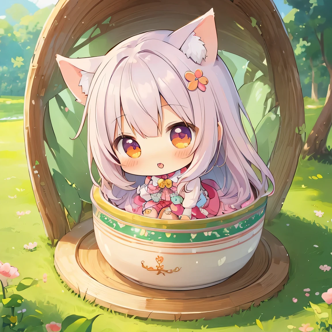 ((masterpiece)), ((best quality)), (ultra-detailed), ((kawaii)), cute, (lovely), illustration, anime style, (chibi:1.2), Mysterious small animal I have never seen before.