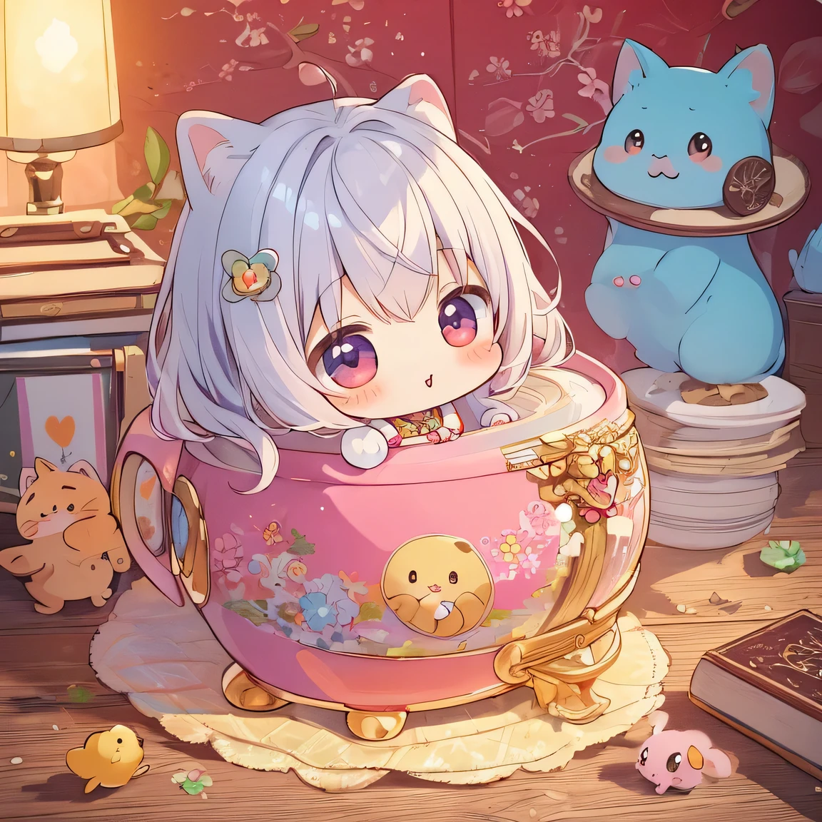 (masterpiece)), ((best quality)), (ultra-detailed), ((kawaii)), cute, (lovely), illustration, anime style, (chibi:1.2), Mysterious small animal I have never seen before, (Small creatures)