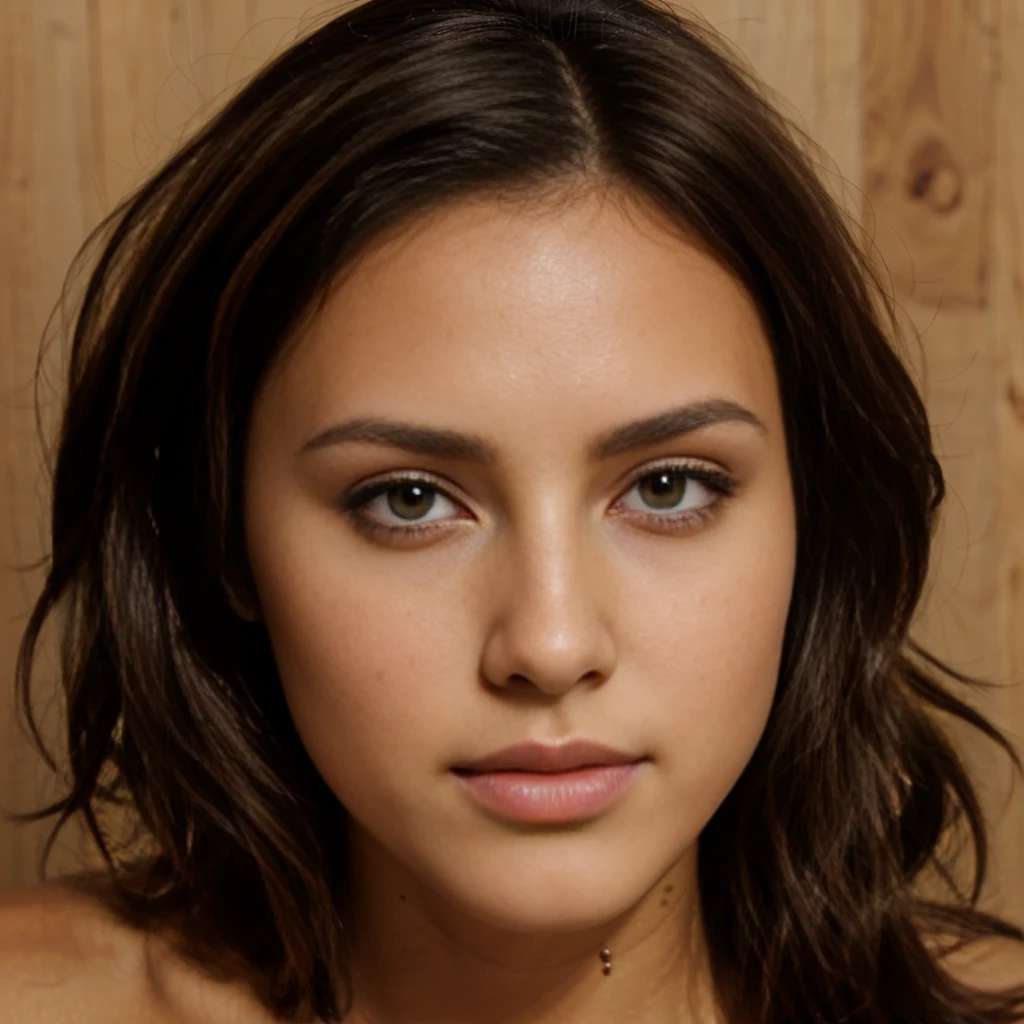 brune, tanned, slick hair, Brown eyes