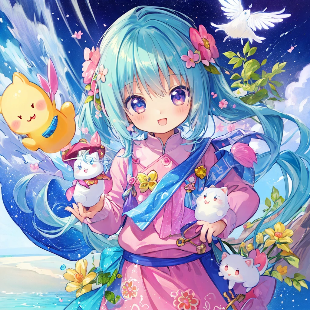 (masterpiece)), ((best quality)), (ultra-detailed), ((kawaii)), cute, (lovely), illustration, anime style, (chibi:1.2), Mysterious small animal I have never seen before, (Small creatures)