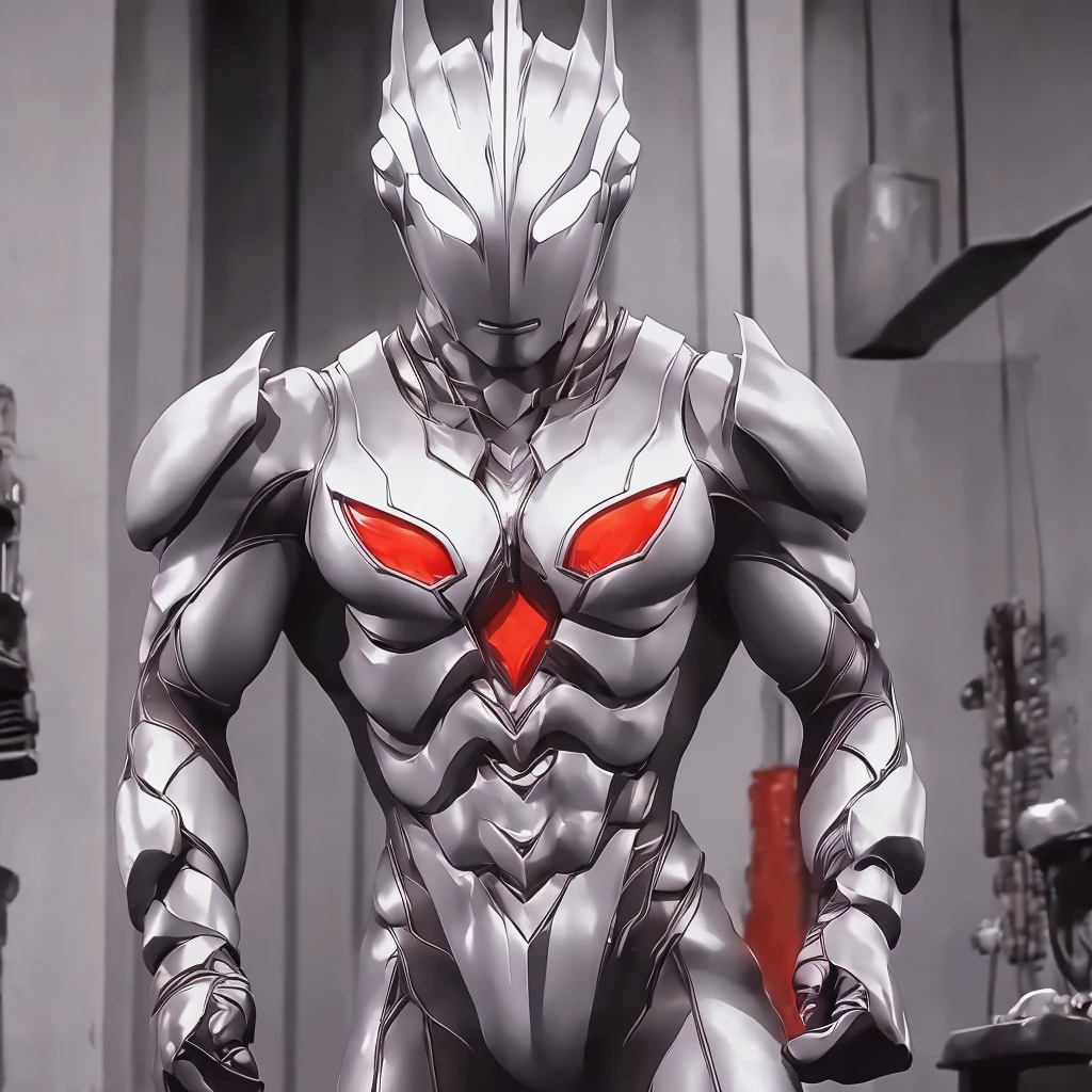masterpiece, gay, male nude, NSFW, bdsm, photo realistic, 35mm films,A dark, futuristic laboratory. Ultraman neo stands naked in the spotlight. His body is bare and tall, skinny with long limbs. Only his pectoral muscles are prominent, while his waist and thighs are thin,penis is small,Cables are piercing his body, including his mouth and ears, and they are hanging down from the ceiling,eyes are blackened,"Help me...brother, help me..." he cries as he is unable to move. His body is hairy, he has many old wounds, and small dwarves are watching him from all around.