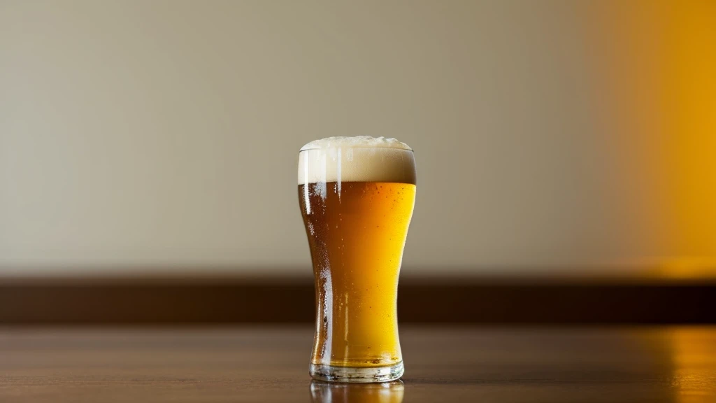 a picture of a craft beer, beer splashing in the elegant cream color background like in a commercial, everything in focus
