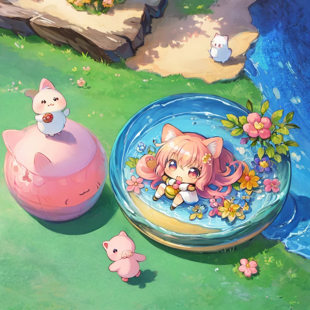 (masterpiece)), ((best quality)), (ultra-detailed), ((kawaii)), cute, (lovely), illustration, anime style, (chibi:1.2), Mysterious small animal I have never seen before, (Small creatures)