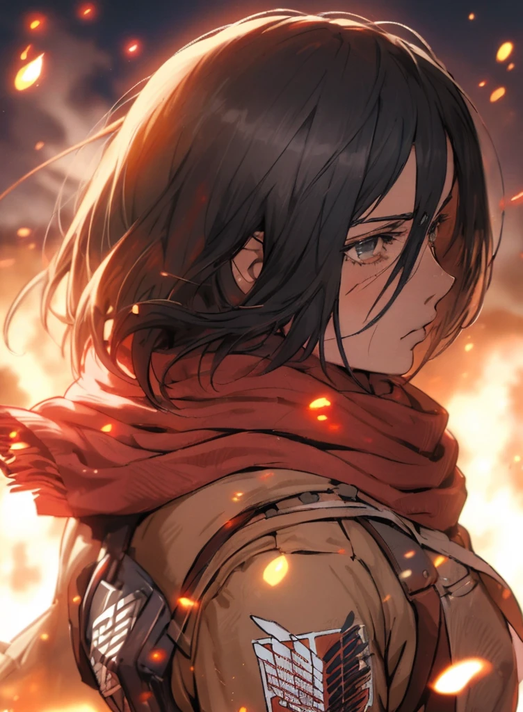 anime, a girl with a backpack and a scarf looks at something, portrait of eren yeager, mikasa ackerman, badass anime 8 k, 4 k manga wallpaper, anime wallpaper 4 k, anime wallpaper 4k, 4k anime wallpaper, eren yeager, attack on titan covert art, anime style 4 k, from attack on titan, official art