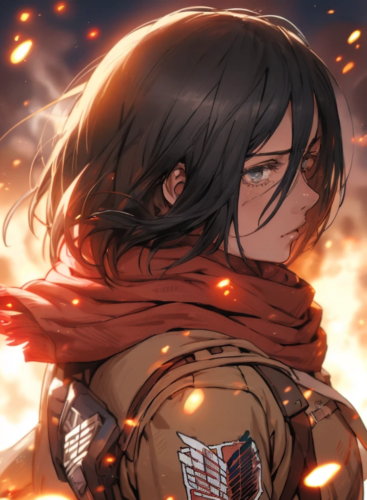 anime, a girl with a backpack and a scarf looks at something, portrait of eren yeager, mikasa ackerman, badass anime 8 k, 4 k manga wallpaper, anime wallpaper 4 k, anime wallpaper 4k, 4k anime wallpaper, eren yeager, attack on titan covert art, anime style 4 k, from attack on titan, official art