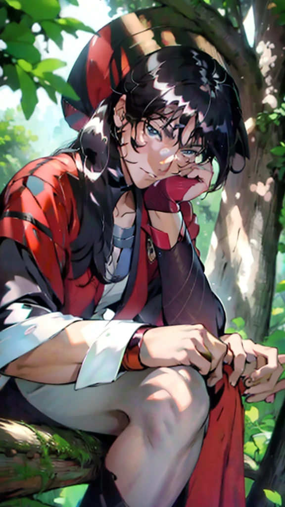 ((cpzrinn)), (face photo: 1.5), 1 man, fashion photoshoot, ultra high definition, realistic, perfect hands, dynamic angle, dynamic pose, (sitting under a big tree: 1.5), ((perfect sunset)), ((wonderful natural lighting)), ((Masterpiece)), ((best quality)), (Anime:2.0), (super detail:1.5), (High Definition:1.5), (Professional Photography:1.3), (Beautiful:1.2), (Beautiful face:1.2), ((Detailed background:1.3)), (Vibrant colors:1.2), (Sharp focus:1.2), (Soft lighting:1.1), (Dynamic composition:1.1)