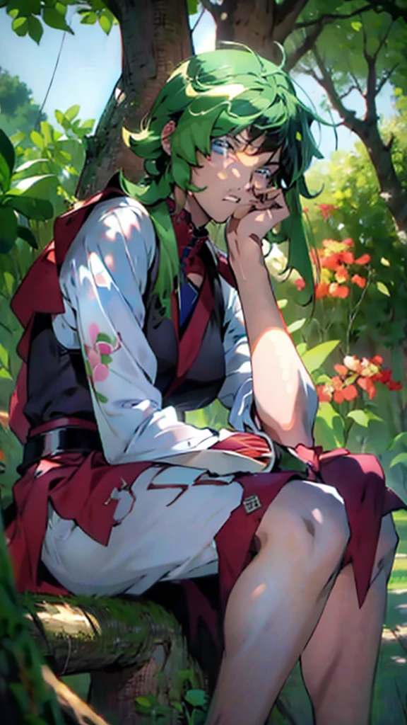 ((cpzrinn)), (face photo: 1.5), 1 man, fashion photoshoot, ultra high definition, realistic, perfect hands, dynamic angle, dynamic pose, (sitting under a big tree: 1.5), ((perfect sunset)), ((wonderful natural lighting)), ((Masterpiece)), ((best quality)), (Anime:2.0), (super detail:1.5), (High Definition:1.5), (Professional Photography:1.3), (Beautiful:1.2), (Beautiful face:1.2), ((Detailed background:1.3)), (Vibrant colors:1.2), (Sharp focus:1.2), (Soft lighting:1.1), (Dynamic composition:1.1)