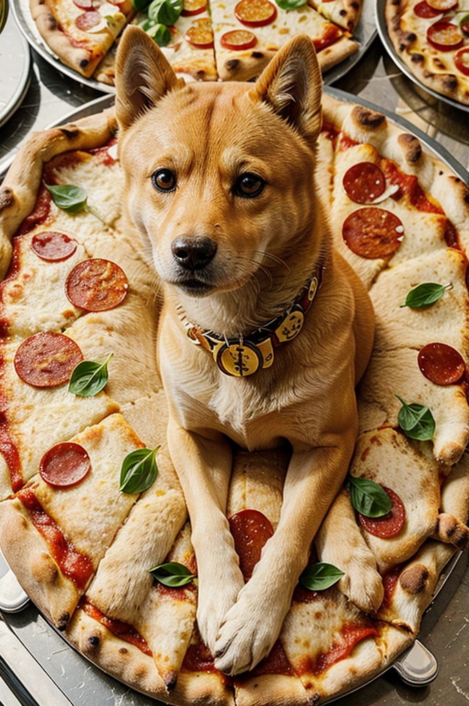 Doge with pizza crypto theme