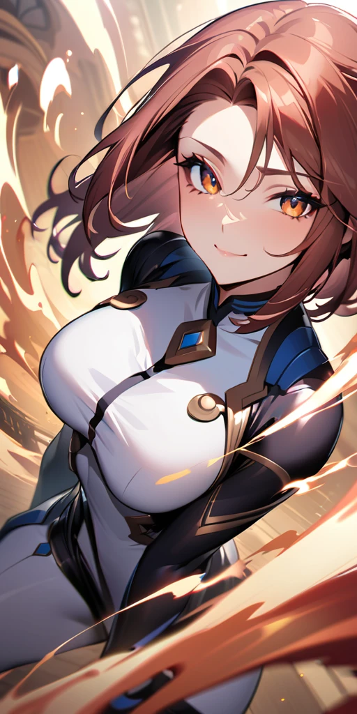 ((Highest quality、masterpiece、anime style、best quality、high resolution、8k、detailed、ultra-detailed:1.3))、Long legs、Sharp focus:1.2, Beautiful woman with perfect figure:1.4、(Smiling:1.2), double eyelid、30-year-old female、Sexy pose、((((Close your mouth、One Woman、メイド:1.5)))),The background is a different world、movement,dynamism、ファイティングポーズ