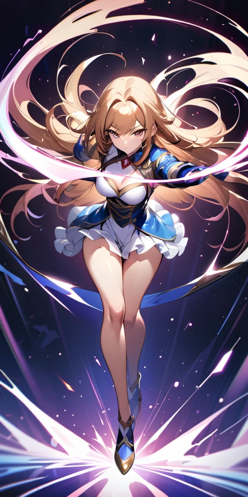 ((Highest quality、masterpiece、anime style、best quality、high resolution、8k、detailed、ultra-detailed:1.3))、Long legs、Sharp focus:1.2, Beautiful woman with perfect figure:1.4、(Smiling:1.2), double eyelid、30-year-old female、Sexy pose、((((Close your mouth、One Woman、メイド:1.5)))),The background is a different world、movement,dynamism、ファイティングポーズ