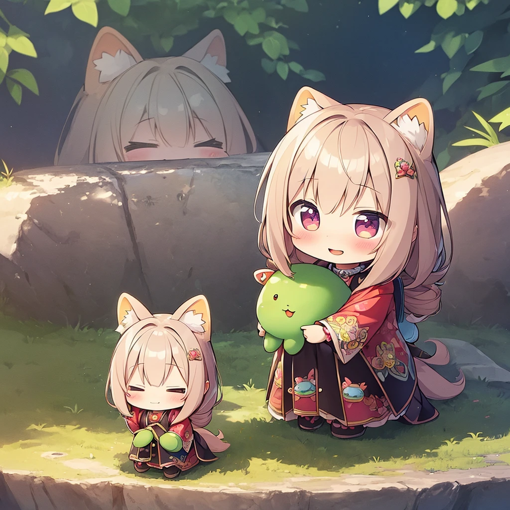 (masterpiece)), ((best quality)), (ultra-detailed), ((kawaii)), cute, (lovely), illustration, anime style, (chibi:1.2), Mysterious small animal I have never seen before, (Small creatures)