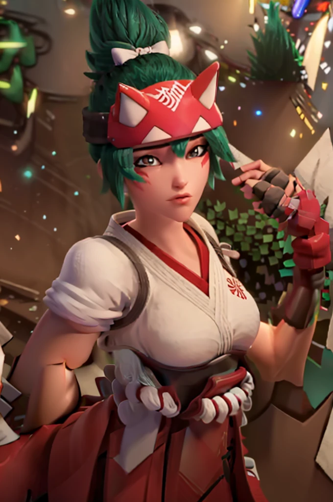 (((Fighting pose))),realistic, realism, photorealism, photo-realistic, high contrast, (photorealistic:1.4), 8k high definition detailed realistic, (best quality, masterpiece:1.2), photon mapping, radiosity, physically-based rendering, best quality, highly detailed, 1girl, owkiriko, green hair:0.6, looks at the viewer, red dress, ((glowing eyes)),