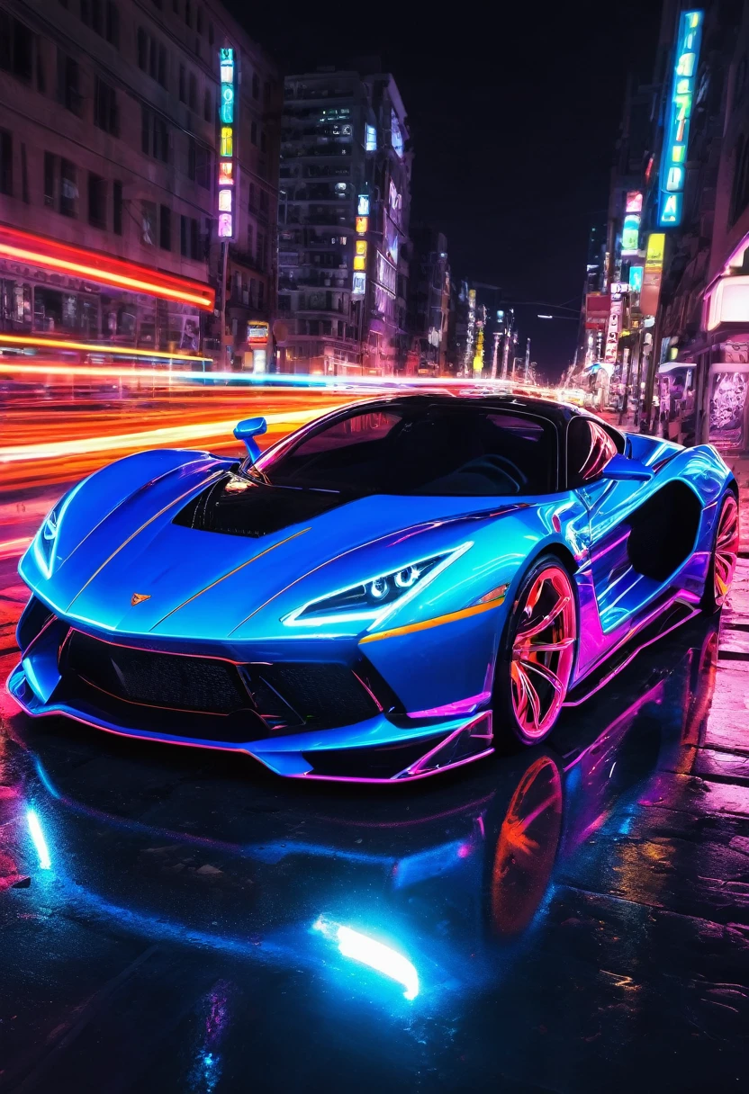 neon super car, photo real