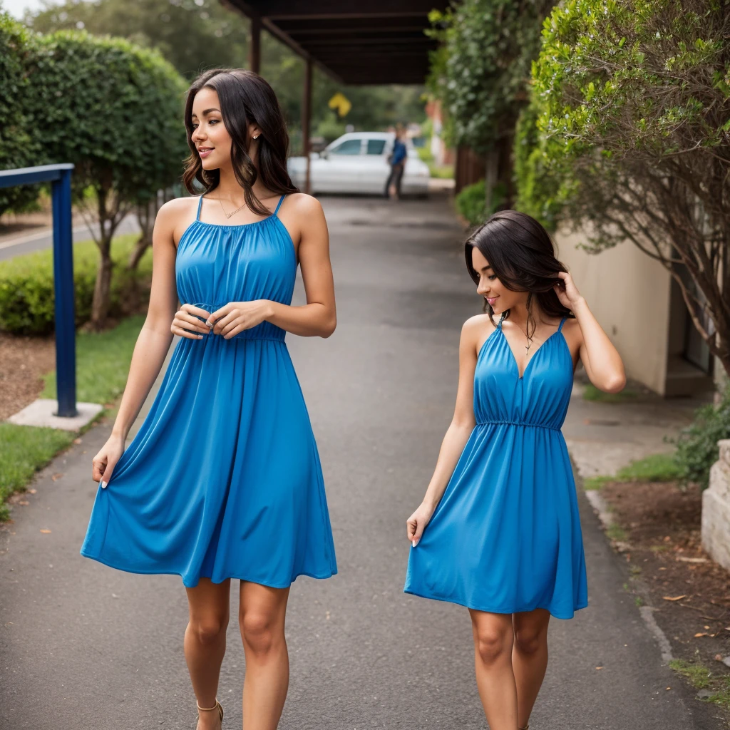 1 , blue dress

