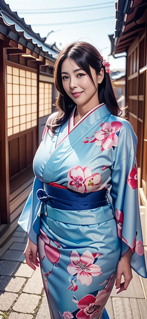 Mature attractive sexy woman,50 years old, ((kimono)),((ultramarine))、(((kimono))),Shut,((Big Breasts:1.3)),(Facial wrinkles:1.3),light makeup,Light brown hair,Long Hair,(Full body photo:0.85),(Emphasize big buttocks),8k, RAW Photos, Highest quality, Laughter,masterpiece,Highest quality、A kind smile、Captivating Gaze、Random Hairstyles、Japanese-style room、Shoji Screen、lanthanum、