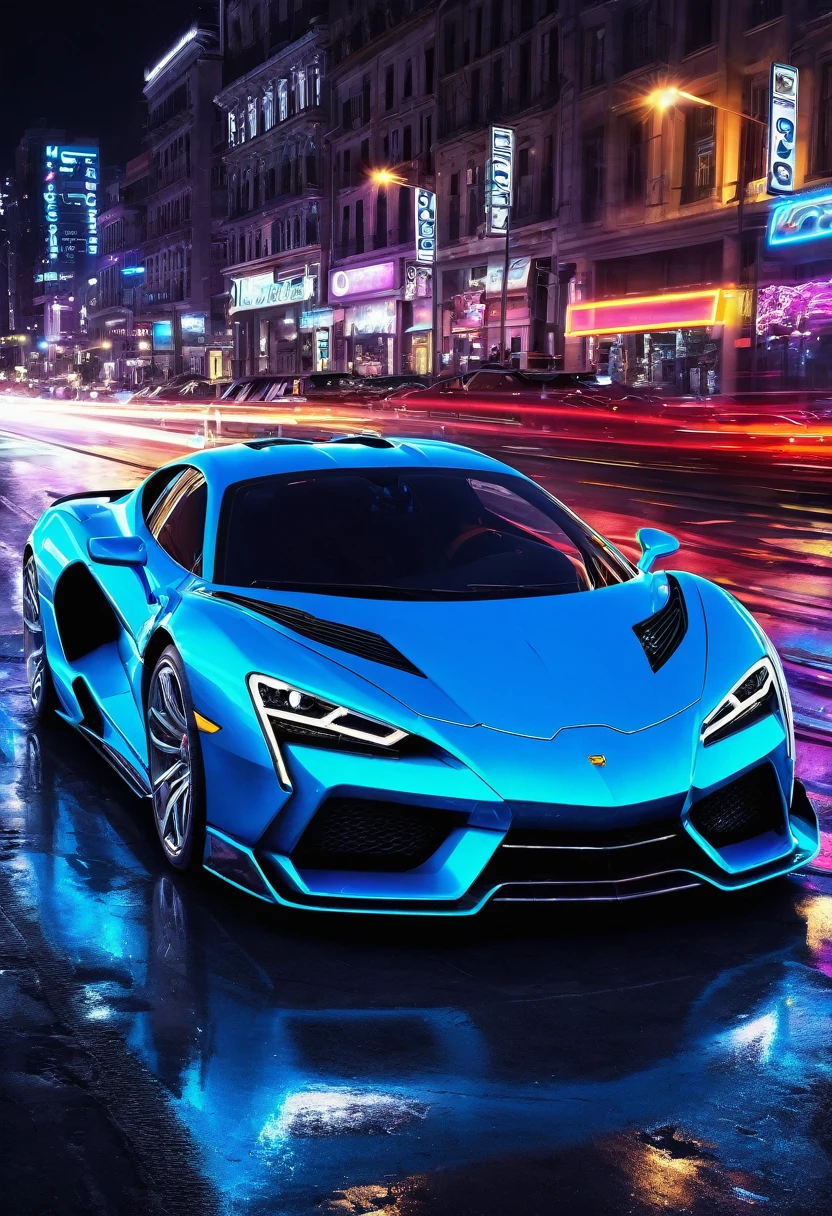 neon super car, photo real