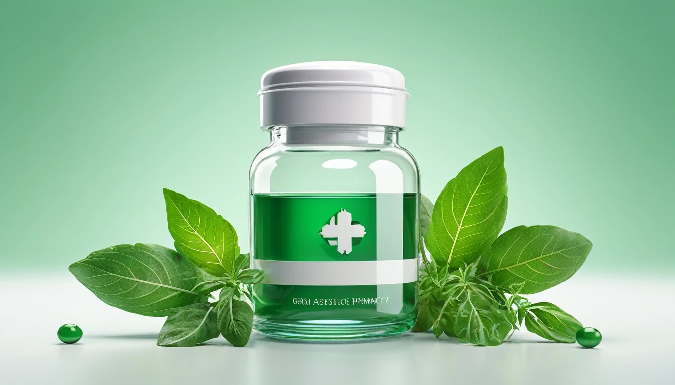 a detailed, high-quality pharmacy logo, medicine, plant, capsule, (best quality,4k,8k,highres,masterpiece:1.2),ultra-detailed,(realistic,photorealistic,photo-realistic:1.37),professional,vivid colors,studio lighting,hdr,3d render,intricate details,glass capsule,herbal leaves,medicinal herbs,natural ingredients,minimalist design,clean aesthetic,medical symbol,green and white color palette