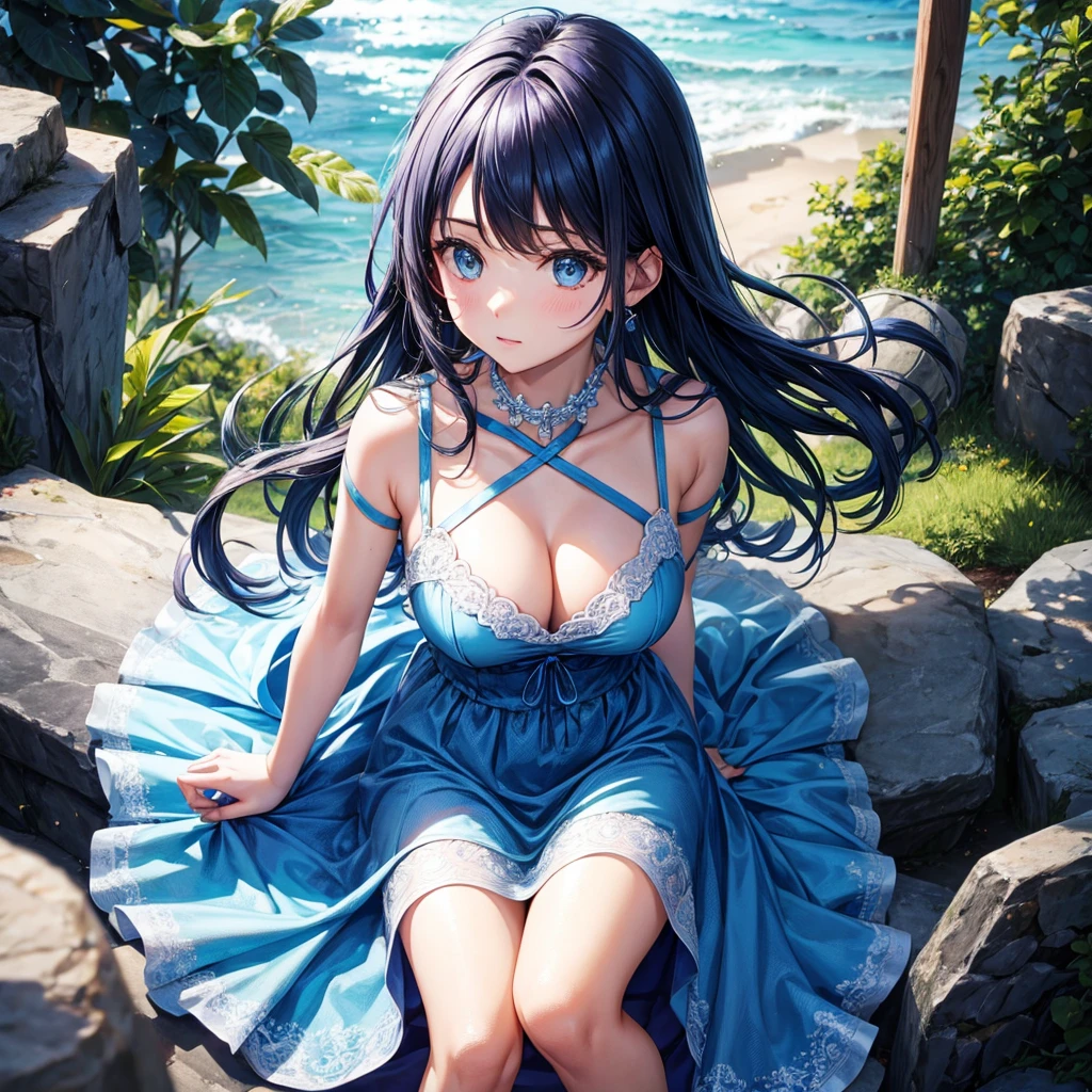 1 , blue dress