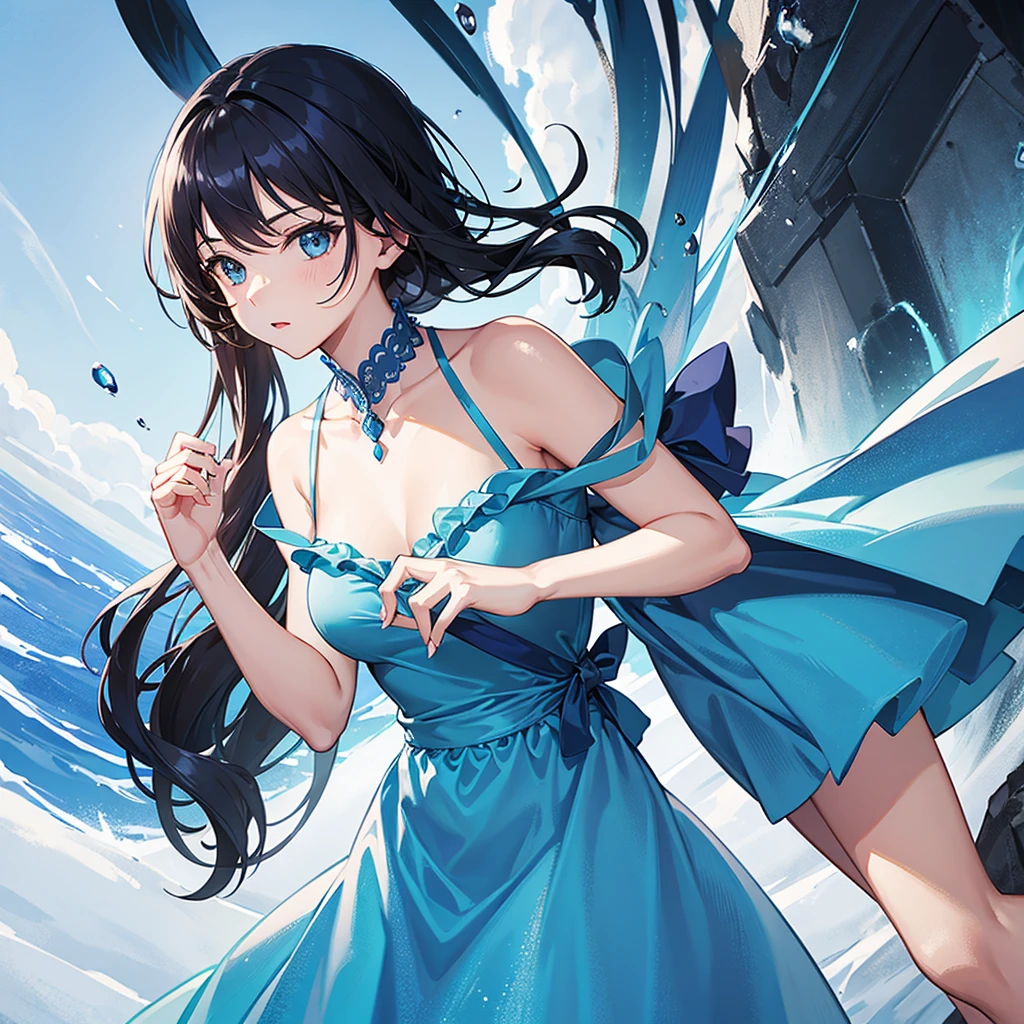 1 , blue dress