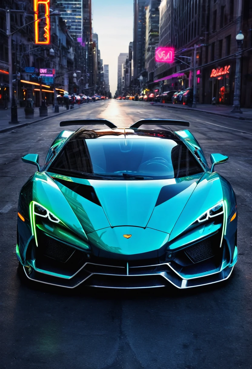 neon super car, photo real