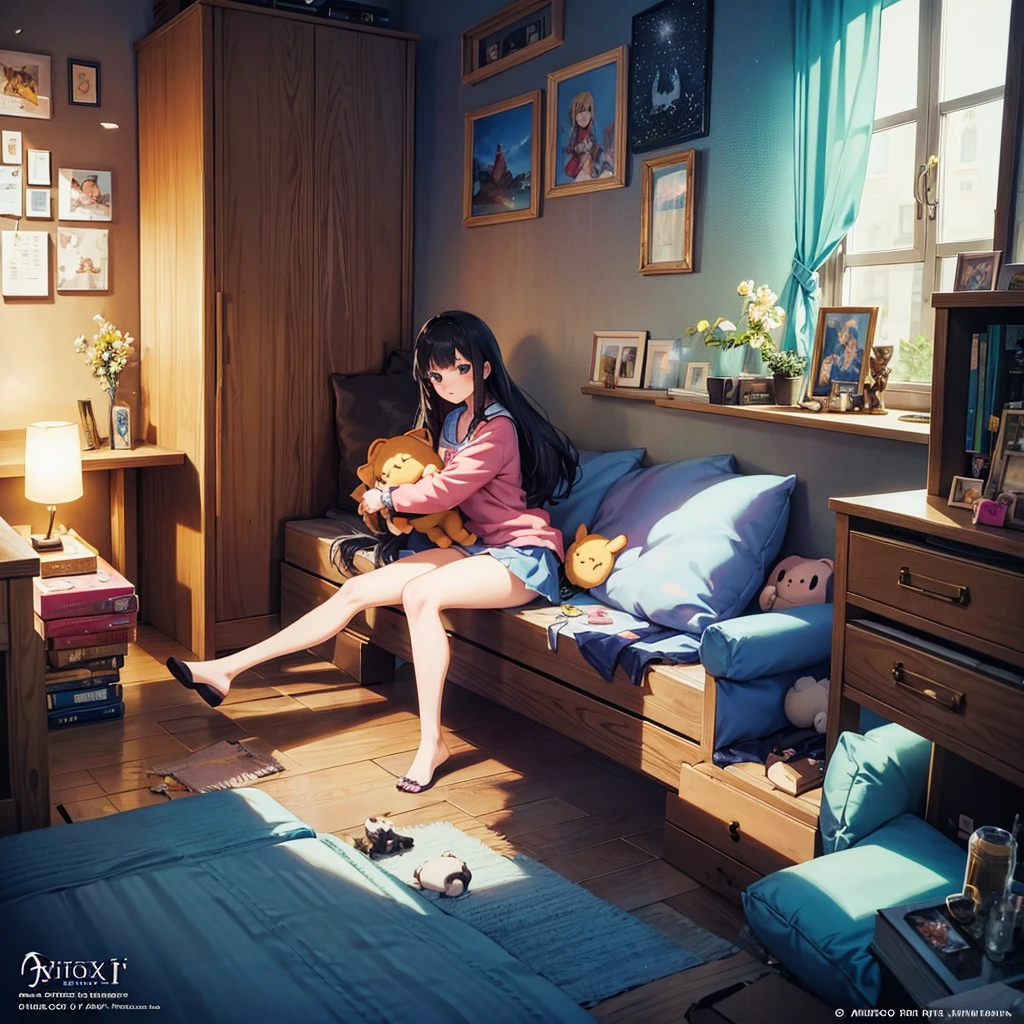 Anime girl sitting on a pile of animals in her room, Anime fantasy illustration, ArtStation pixivでトレンド, Anime illustration, Jean J., Art James&#39; style, Anime style illustrations, by Shimo, Trending on cgstation, Trending Anime Art, Artgerm Comics, pixiv Contest Winner, Trend Art Germ, Top rated on pixiv