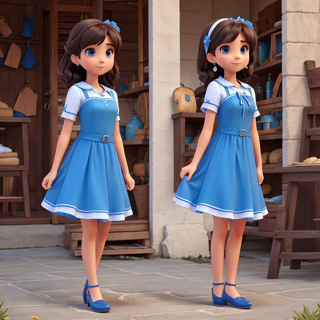 1 , blue dress