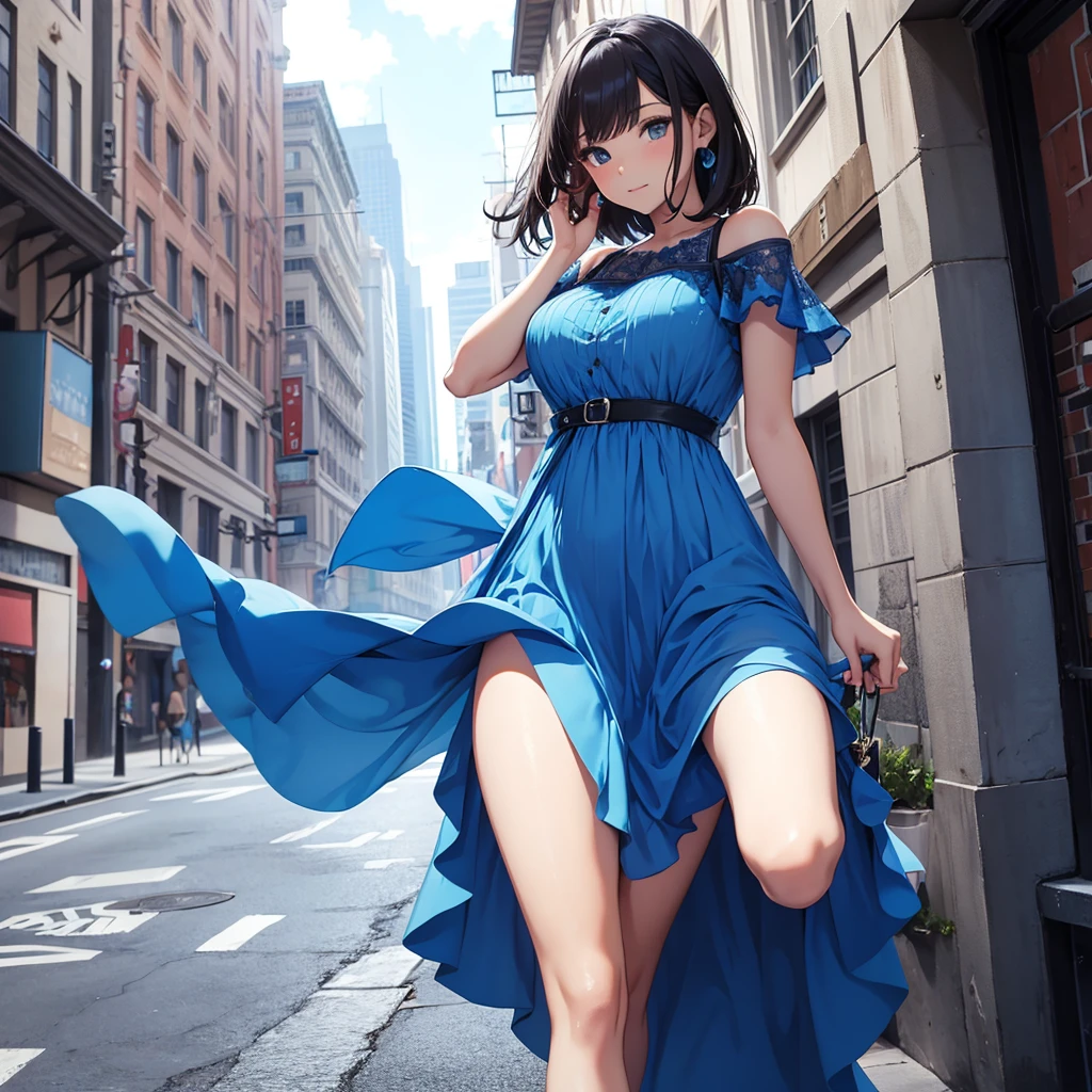 1 , blue dress
