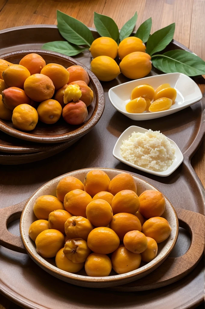 Loquats placed on a tray