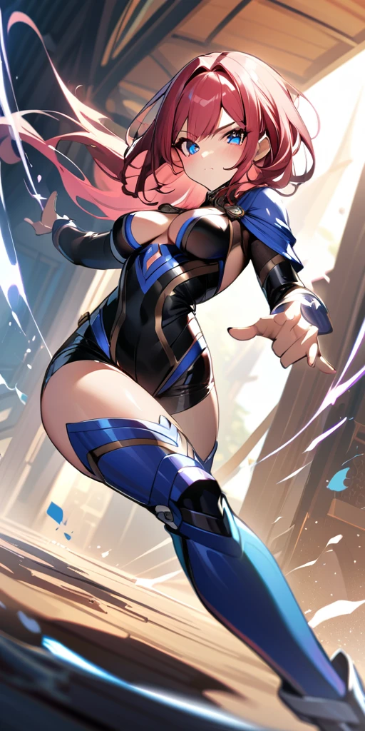 ((Highest quality、masterpiece、anime style、best quality、high resolution、8k、detailed、ultra-detailed:1.3))、Long legs、Sharp focus:1.2, Beautiful woman with perfect figure:1.4、(Smiling:1.2), double eyelid、30-year-old female、Sexy pose、((((Close your mouth、One Woman、メイド:1.5)))),The background is a different world、movement,dynamism、ファイティングポーズ