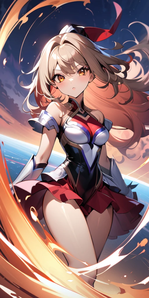 ((Highest quality、masterpiece、anime style、best quality、high resolution、8k、detailed、ultra-detailed:1.3))、Long legs、Sharp focus:1.2, Beautiful woman with perfect figure:1.4、(Smiling:1.2), double eyelid、30-year-old female、Sexy pose、((((Close your mouth、One Woman、メイド:1.5)))),The background is a different world、movement,dynamism、ファイティングポーズ