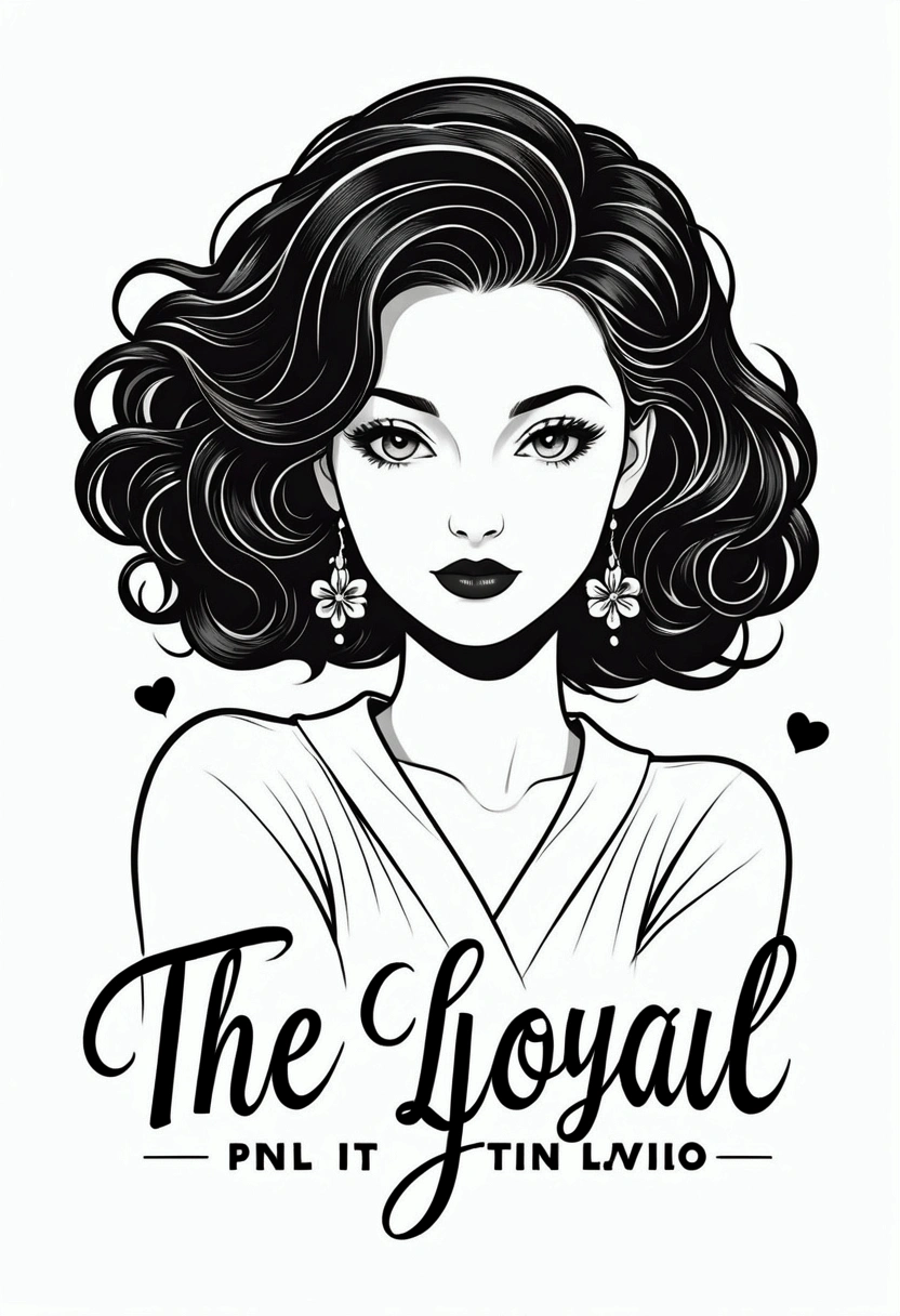 A captivating line art logo for "The Loyal Pin". The design features a classic font with a modern twist, displaying the name in bold and bold lettering. The logo radiates love and emotion, with a pair of intertwined Tai-style hair pins framing the design, symbolizing passion and togetherness. The solid white background accentuates the boldness of the logo, making it an unforgettable image, illustration