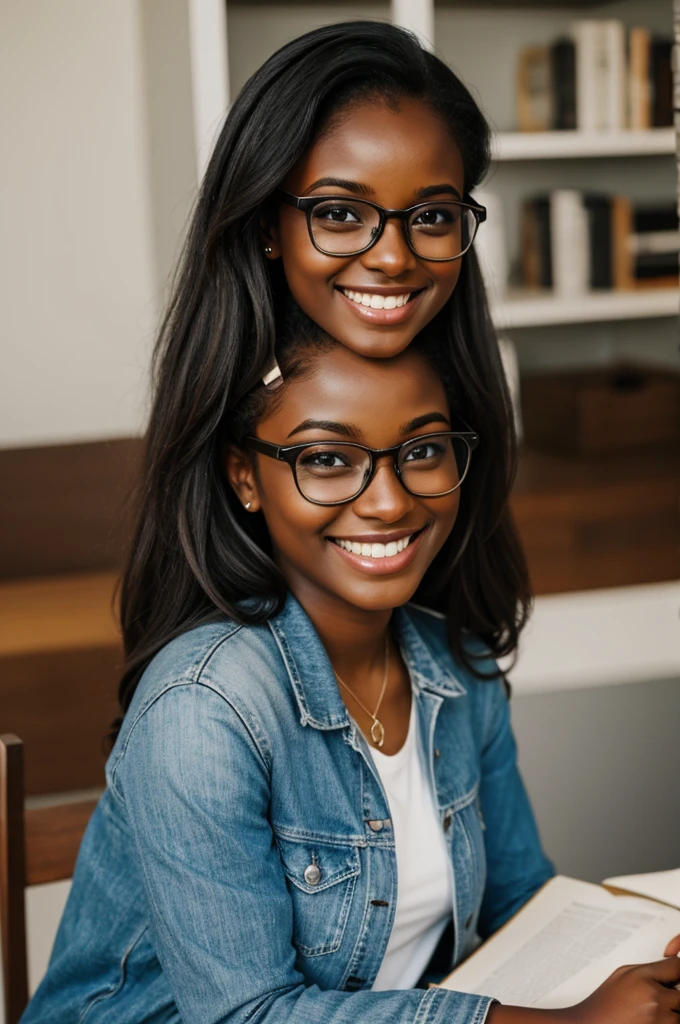 dark-skinned girl with glasses smiling