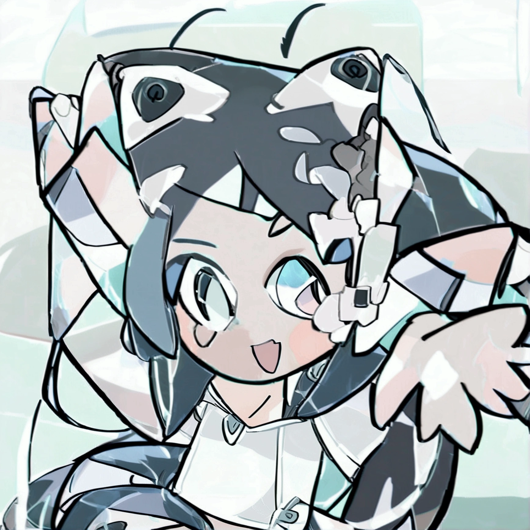 with white skin tone, eyes browns, short black hair, slanted eye, fairy clothes, glasses, a mole in the left eye