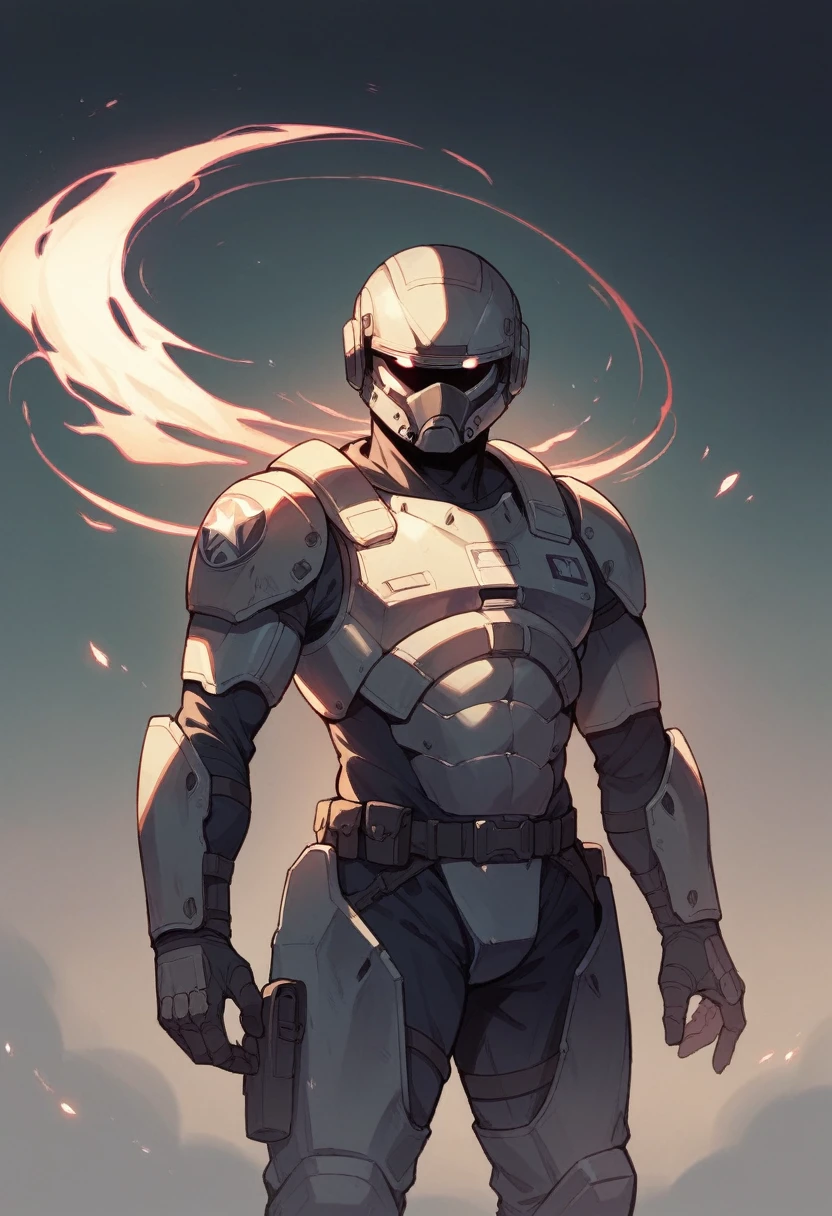 A Spartan warrior in the middle of a dark void and emerging from this void pale hands and eyes observe him from all sides