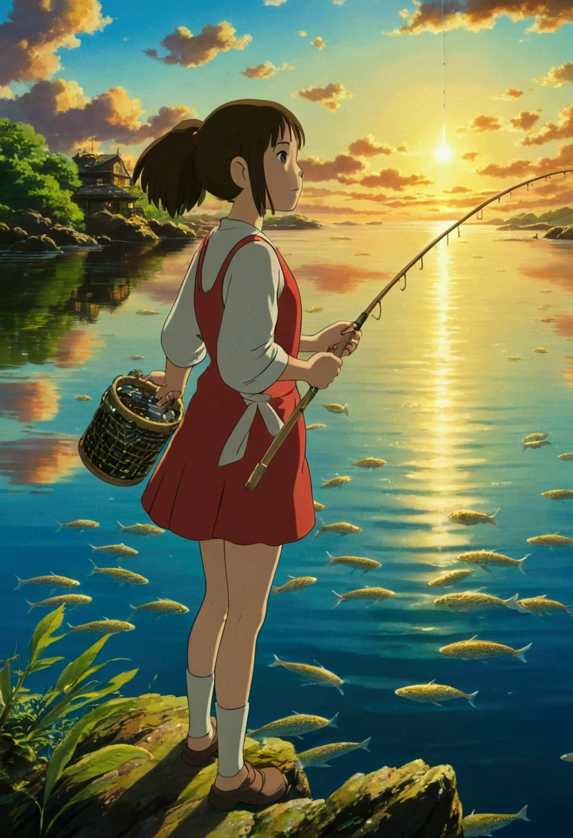 Ghibli fishing girl