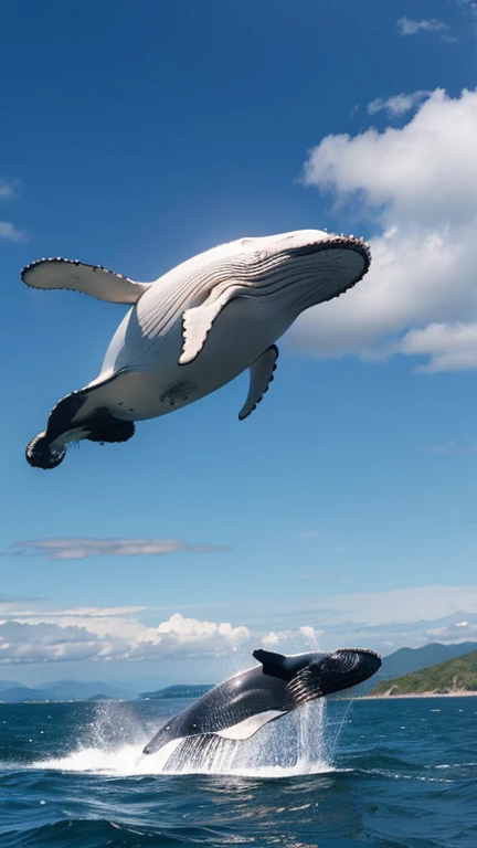 (dramatic angle)flying whale