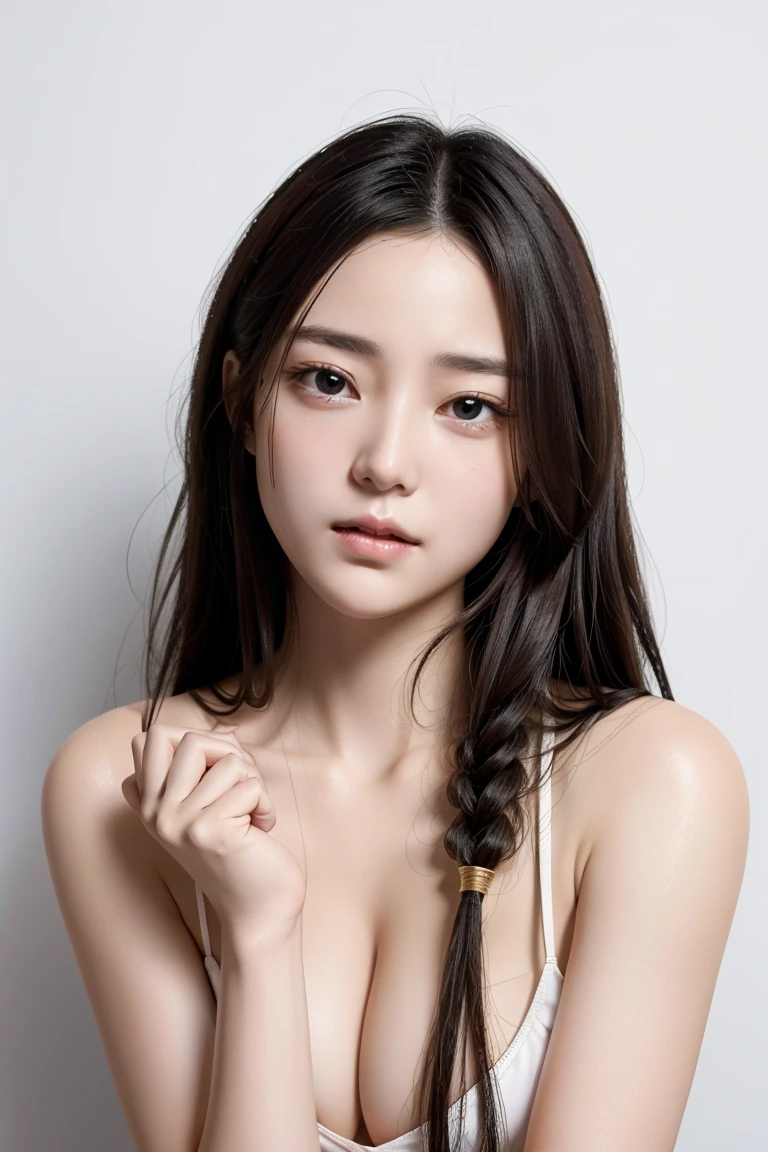 A female spy is chained and tortured、The face is ecstatic、Long Hair、the chest is emphasized、