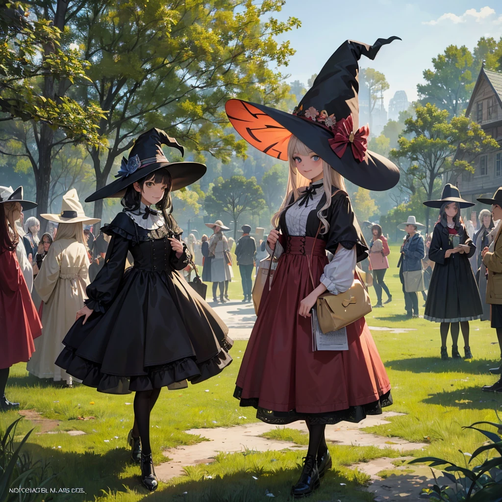 The witch and the park(Witch Hat Crowd in the background(placardhave) A sloppy smile),Crowd in the background(placard(monitor anime)have