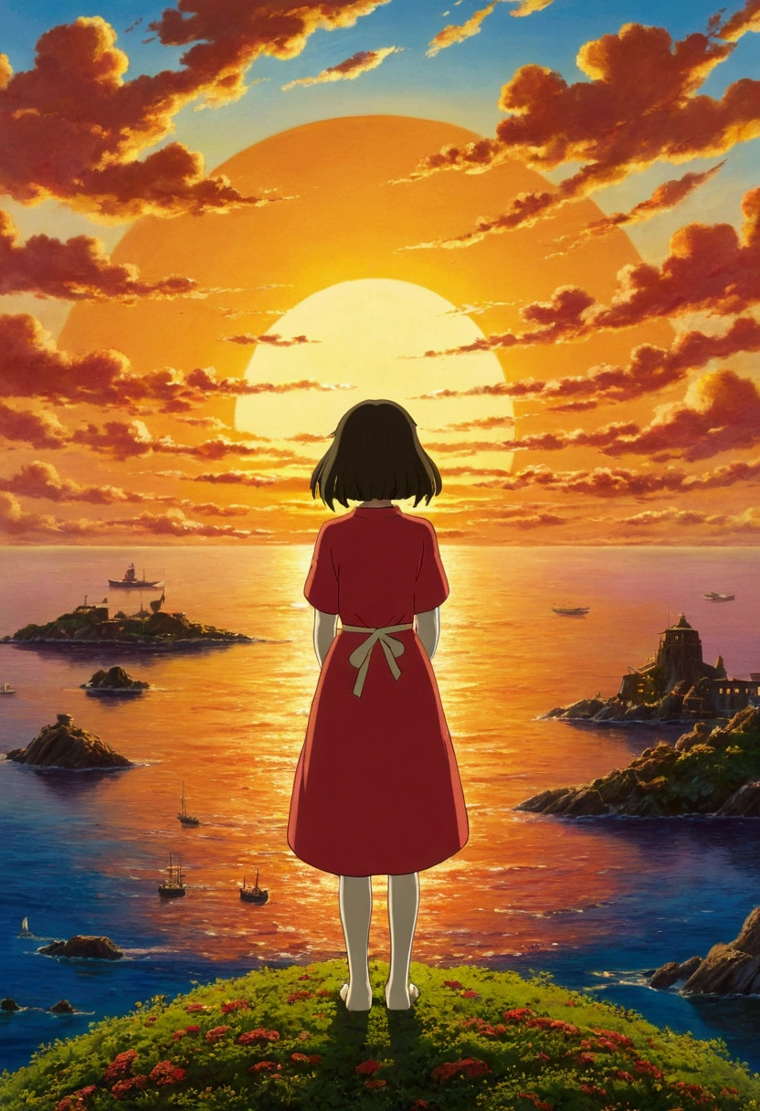 Ghibli　Sea of Sunset　girl