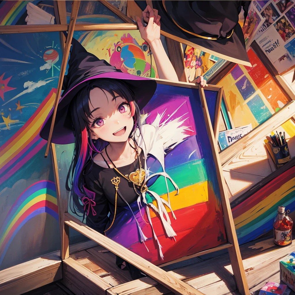 witch(Art room Painting on canvas(Crucifixion Slam Rainbow colors)smile)Poster