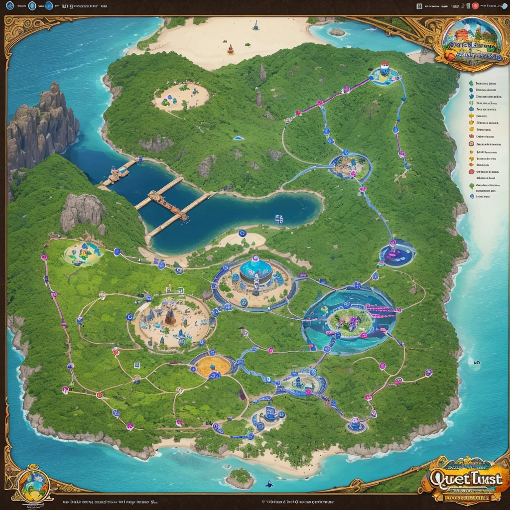 Quest Map (a board game) in which 7 stations - 7 Days: 1 Day Lake of purification
Day 2 Forest goals
Day 3 Energy Garden
Day 4 Mountain of visualizations
Day 5 Valley of Gratitude
Day 6 Cave of Insights
Day 7 Tree of Life