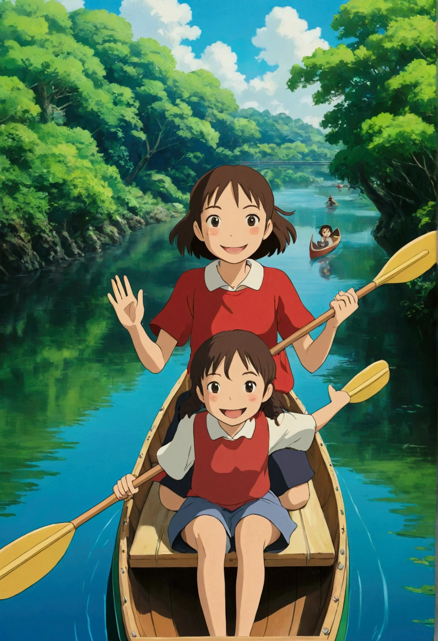 Ghibli Canoe ride girl Two people smile