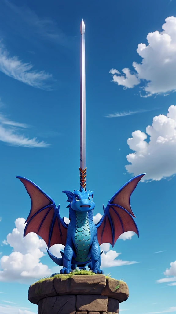 The dragon sword pierces the sky, the clouds in the sky, the mighty warrior.