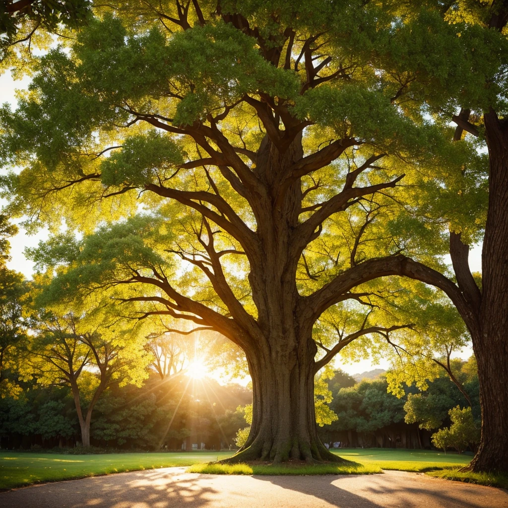 Tree of life, beautiful, light around, mystery