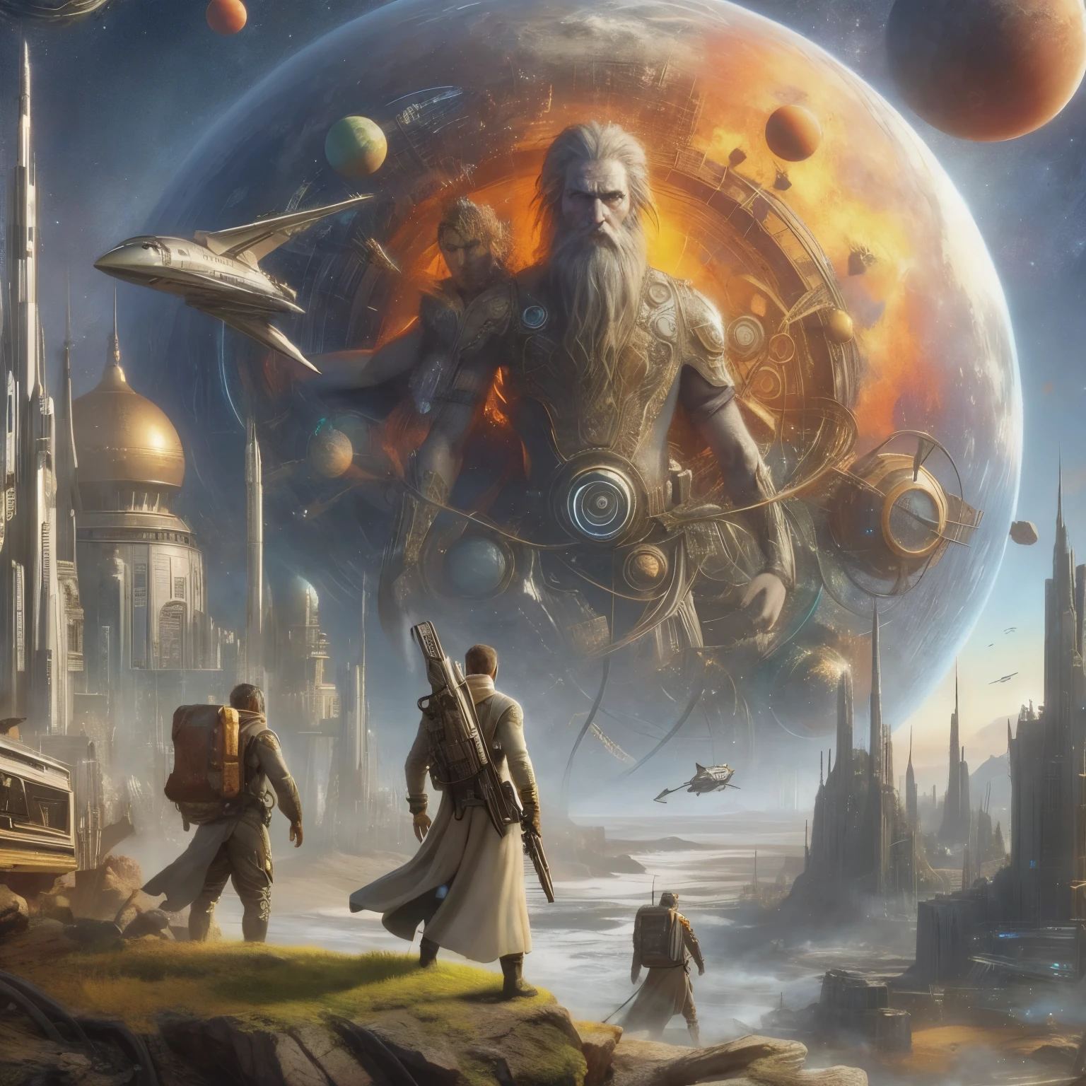 The agis man and the world of space adventure, ultra high contrast, photo realism, 8k resolution,