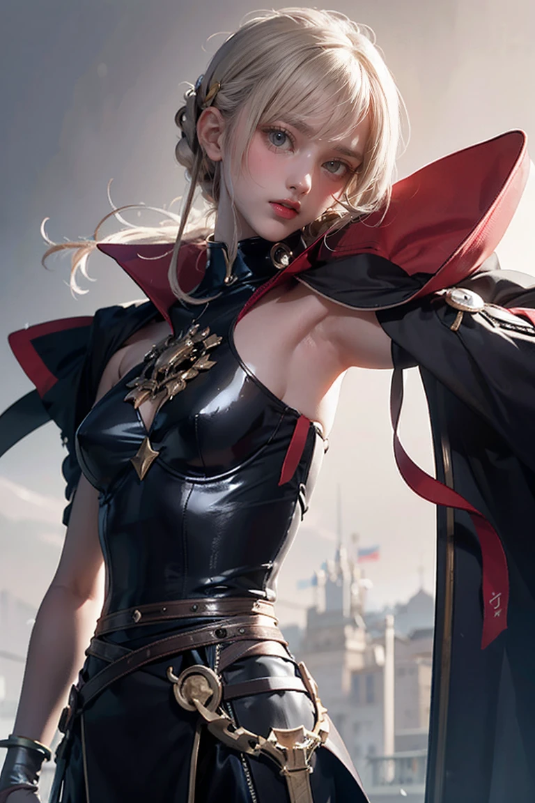 3/4 illustrations,Sensory model,JRPG style,Slim fit body,That's a nice chest,realism,(Highest quality,4K,8k,High resolution,masterpiece:1.2),(Very detailed,Realistic:1.37),Studio Lighting,Sharp focus,Physically Based Rendering,Digital Art, (woman, Wavy Hair, Twin tails, Asymmetrical bangs, Micro bikini top, Jacket, mini skirt, Knee socks, choker, smile, Lips parted, Cute appearance), (Standing in a city alley with intricate details, Street in the background, Late at night)